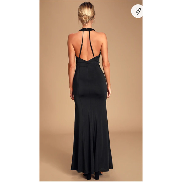 Lulus Dress Women S Tenth Avenue Black Ruched Halter Maxi Formal Event Maxi NWOT - Picture 2 of 13